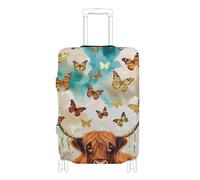 Fundas elásticas grandes para maletas, resistentes a los arañazos, fundas elásticas para maletas, accesorios de viaje, para equipaje de 18 a 32 pulgadas, Dreamamy Highland Cow Butterfly, S 18-20 in