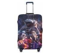 Fundas elásticas para equipaje de viaje con diseño de astronauta en el jardín cósmico, de 45,7 a 81,3 cm, Black, L