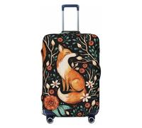 Fundas elásticas para equipaje de viaje, diseño de zorro, otoño, bosque, flor, protector para maleta, de 45,7 a 81,3 cm, Black, S