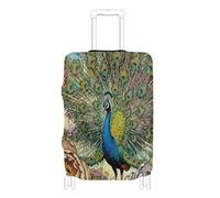 Fundas elásticas para equipaje, fundas lavables para maletas esenciales de viaje, para equipaje de 45,7 a 81,3 cm, Art Flowers Peacock Elegant, S 18-20 in