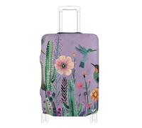 Fundas elásticas para maletas, a prueba de polvo, para maleta, protector de equipaje, para equipaje de 18 a 32 pulgadas, Ilustración de plantas estilo fondo morado cactus flores pájaros, XL 29-32 in