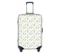Fundas elásticas para maletas de equipaje con estampado de conejos en diferentes posturas saltando corriendo para adultos, funda protectora de maleta de viaje, White, XL