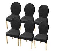 Fundas elásticas para sillas de comedor, color gris oscuro, diseño ovalado, reposabrazos de tamaño pequeño/grande, protector de patas de madera, perfecto para decoración del hogar y eventos.