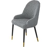 Fundas Elásticas para Sillas De Comedor con Respaldo Curvo Y Brazos, Juego De 1/2/4/6 Unidades - Tejido Seersucker Arrugado, Lavables Y Antideslizantes para Hogar, Cocina(Gray,2pcs)