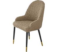 Fundas Elásticas para Sillas De Comedor con Respaldo Curvo Y Brazos, Juego De 1/2/4/6 Unidades - Tejido Seersucker Arrugado, Lavables Y Antideslizantes para Hogar, Cocina(Brown,4pcs)