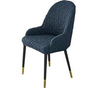 Fundas Elásticas para Sillas De Comedor con Respaldo Curvo Y Brazos, Juego De 1/2/4/6 Unidades - Tejido Seersucker Arrugado, Lavables Y Antideslizantes para Hogar, Cocina(Blue,1pcs)