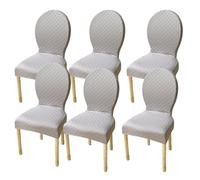 Fundas elásticas para sillas de Comedor con Respaldo Redondo sin Brazos, Set de 2/4/6 Fundas Protectoras Antideslizantes con diseño de patrón Diamante Jacquard(G,6pcs(m))