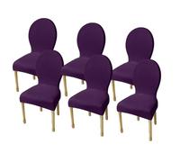 Fundas elásticas para sillas de Comedor con Respaldo Redondo sin Brazos, Set de 2/4/6 Fundas Protectoras Antideslizantes con diseño de patrón Diamante Jacquard(C,6pcs(s))