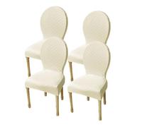 Fundas elásticas para sillas de Comedor con Respaldo Redondo sin Brazos, Set de 2/4/6 Fundas Protectoras Antideslizantes con diseño de patrón Diamante Jacquard(E,4pcs(s))