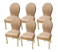 Fundas elásticas para sillas de Comedor con Respaldo Redondo sin Brazos, Set de 2/4/6 Fundas Protectoras Antideslizantes con diseño de patrón Diamante Jacquard(F,6pcs(m))