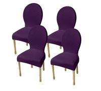 Fundas elásticas para sillas de Comedor con Respaldo Redondo sin Brazos, Set de 2/4/6 Fundas Protectoras Antideslizantes con diseño de patrón Diamante Jacquard(C,4pcs(s))