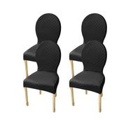 Fundas elásticas para sillas de Comedor con Respaldo Redondo sin Brazos, Set de 2/4/6 Fundas Protectoras Antideslizantes con diseño de patrón Diamante Jacquard(N,4pcs(m))