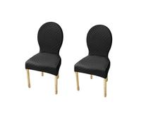 Fundas elásticas para sillas de Comedor con Respaldo Redondo sin Brazos, Set de 2/4/6 Fundas Protectoras Antideslizantes con diseño de patrón Diamante Jacquard(N,2pcs(m))