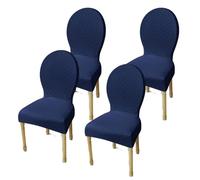 Fundas elásticas para sillas de Comedor con Respaldo Redondo sin Brazos, Set de 2/4/6 Fundas Protectoras Antideslizantes con diseño de patrón Diamante Jacquard(B,4pcs(s))