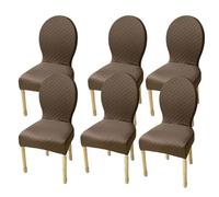 Fundas elásticas para sillas de Comedor con Respaldo Redondo sin Brazos, Set de 2/4/6 Fundas Protectoras Antideslizantes con diseño de patrón Diamante Jacquard(M,6pcs(m))