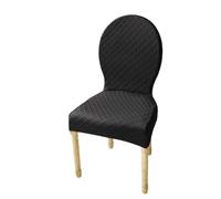 Fundas Elásticas para Sillas De Comedor - Conjunto Piezas Protectoras Antimanchas Y Antideslizantes para Respaldo Ovalado Lavables Ajustables (No Incluye Silla)(Black,6PS Small)