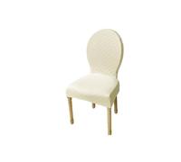 Fundas Elásticas para Sillas De Comedor - Conjunto Piezas Protectoras Antimanchas Y Antideslizantes para Respaldo Ovalado Lavables Ajustables (No Incluye Silla)(Ivory White,4PS Small)