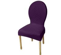 Fundas Elásticas para Sillas De Comedor - Conjunto Piezas Protectoras Antimanchas Y Antideslizantes para Respaldo Ovalado Lavables Ajustables (No Incluye Silla)(Deep Purple,1PS Large)