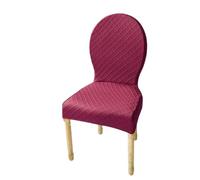 Fundas Elásticas para Sillas De Comedor - Conjunto Piezas Protectoras Antimanchas Y Antideslizantes para Respaldo Ovalado Lavables Ajustables (No Incluye Silla)(Burgundy,6PS Small)