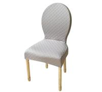 Fundas Elásticas para Sillas De Comedor - Conjunto Piezas Protectoras Antimanchas Y Antideslizantes para Respaldo Ovalado Lavables Ajustables (No Incluye Silla)(Light Gray,2PS Large)