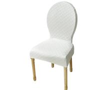 Fundas Elásticas para Sillas De Comedor - Conjunto Piezas Protectoras Antimanchas Y Antideslizantes para Respaldo Ovalado Lavables Ajustables (No Incluye Silla)(White,6PS Large)