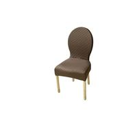 Fundas Elásticas para Sillas De Comedor - Conjunto Piezas Protectoras Antimanchas Y Antideslizantes para Respaldo Ovalado Lavables Ajustables (No Incluye Silla)(Brown,6PS Small)
