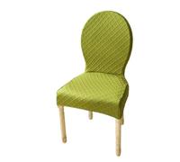 Fundas Elásticas para Sillas De Comedor - Conjunto Piezas Protectoras Antimanchas Y Antideslizantes para Respaldo Ovalado Lavables Ajustables (No Incluye Silla)(Grass Green,6PS Large)