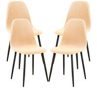 Fundas elásticas para sillas de comedor de estilo nórdico, fundas lavables de elastano, modernas, escandinavas, universales, para sala de estar y cocina, color beige, juego de 4