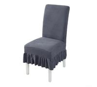 Fundas elásticas para sillas plisadas con falda para comedor Funda de tela elástica que se adapta a la altura del respaldo de 46 a 58 cm, color verde oscuro (gris oscuro)
