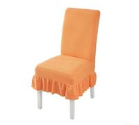 Fundas elásticas para sillas plisadas con falda para comedor Funda de tela elástica que se adapta a la altura del respaldo de 46 a 58 cm, color verde oscuro (naranja)