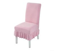 Fundas elásticas para sillas plisadas con falda para comedor Funda de tela elástica que se adapta a la altura del respaldo de 46 a 58 cm, color verde oscuro (rosa)