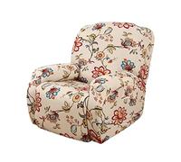 Fundas Elásticas para Sillones Reclinables 4 Piezas Funda Sillón Relax Reclinable Elástica Funda para Sillón Reclinable con Estampado Protector de Muebles de Licra Suave (Flower01 Sillón Reclinable)