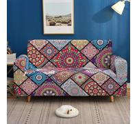 Fundas elásticas para sofá, antideslizantes, lavables, protector de muebles para sofás de 4 plazas, estampado de mandalas, incluye 1 rodillo adhesivo