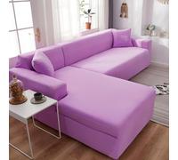 Fundas elásticas para sofás seccionales en Forma de L de 1, 2, 3 y 4 plazas, Funda de Terciopelo de Alta Elasticidad con Borde elástico, Funda Protectora de Color Liso para sofá, Ideal para