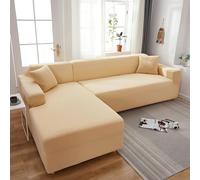 Fundas elásticas para sofás seccionales en Forma de L de 1, 2, 3 y 4 plazas, Funda de Terciopelo de Alta Elasticidad con Borde elástico, Funda Protectora de Color Liso para sofá, Ideal para