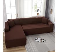 Fundas elásticas para sofás seccionales en Forma de L de 1, 2, 3 y 4 plazas, Funda de Terciopelo de Alta Elasticidad con Borde elástico, Funda Protectora de Color Liso para sofá, Ideal para