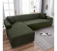 Fundas elásticas para sofás seccionales en Forma de L de 1, 2, 3 y 4 plazas, Funda de Terciopelo de Alta Elasticidad con Borde elástico, Funda Protectora de Color Liso para sofá, Ideal para