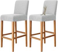 Fundas elásticas para taburetes de bar a prueba de arañazos para gatos, fundas para sillas de bar con respaldo, juego de 6, 4, 2, fundas lavables para silla de pub y cocina (gris claro, juego de 6)