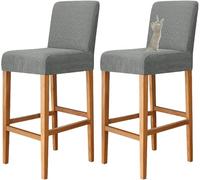 Fundas elásticas para taburetes de bar a prueba de arañazos para gatos, fundas para sillas de taburete de bar con respaldo, juego de 6, 4, 2, fundas lavables para silla de pub y cocina (gris oscuro,