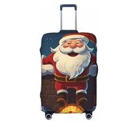 Fundas elásticas y lavables para maletas con diseño de Papá Noel entrando en la chimenea. Protector de equipaje de viaje antiarañazos para niños y adultos. Se adapta a maletas de 18 a 32 pulgadas.