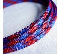 Fundas Extensibles for Cables de Pet de 10 m - Protector de Cables de Piel de Serpiente Trenzado Flat y Ajustado, ignífugo(Red Blue,12mm)