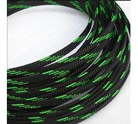 Fundas Extensibles for Cables de Pet de 10 m - Protector de Piel de Serpiente de Alambre Trenzado Plano y Ajustado for Cables, ignífugo(Black Green,16mm)