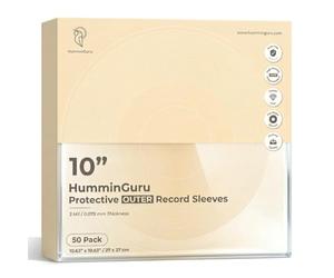 Fundas Exteriores para Discos de Vinilo de 10 Pulgadas HumminGuru, Fundas Protectoras Exteriores de Vinilo para Portadas de Álbumes LP Sencillos y Dobles, Paquete de 50 (Funda Exterior de 10")