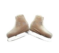 Fundas for botas de patín artístico for adultos, fundas protectoras terciopelo for zapatos con patrón nieve rosa, accesorios for patinaje sobre ruedas(Pale flaxen,US 6)