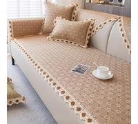 Fundas for Sofa Tejido de Ratán, Fundas Sofas 3/2 Plazas con Partículas Antideslizantes,Forma de L Protector,Nuevo De Sofa(Style D,60x90cm)