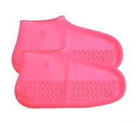 Fundas impermeables de silicona para zapatos con suela antideslizante para actividades al aire libre y protección contra la lluvia y el barro (S rojo rosa)