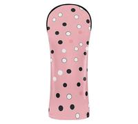 Fundas impermeables para cabeza de golf, diseño de lunares negros sobre fondo rosa, con etiquetas de números para conductor, maderas e híbridos
