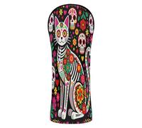Fundas impermeables para cabeza de palo de golf, con etiquetas de números para conductor, híbridos y bosques de Fairway, calavera de azúcar, gato, lindo día de los muertos, divertido mexicano