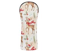 Fundas impermeables para cabeza de palo de golf, con etiquetas intercambiables para maderas y conductores, híbridas de Navidad, color crema, patrón de reno de colores