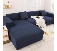 Fundas impermeables para cojines de sofá seccional, 2 piezas, funda elástica en forma de L para chaise longue, juego de fundas para asientos de sofá jacquard (cian tibetano, 3 plazas + 3 plazas)